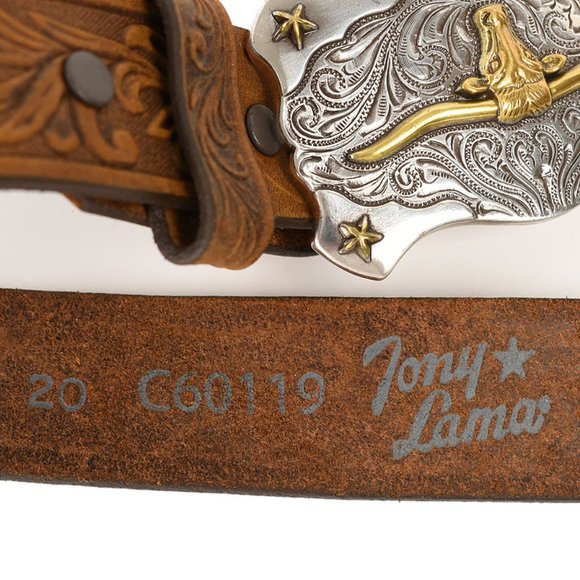 Tony Lama Kids Black Longhorn Belt with Buckle